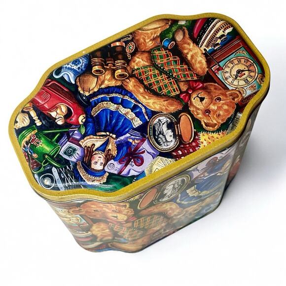 Vintage 1997 Teddy Bear Tin by Olive Can Co. The Silver Crane Co. England - Picture 2 of 9